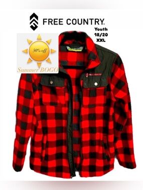 ☀️Free Country buffalo plaid jacket - size Adult Small/ Youth 18-20 XXL